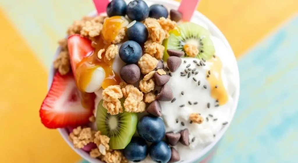 Healthy frozen yogurt popsicles in assorted flavors served on a chilled platter.