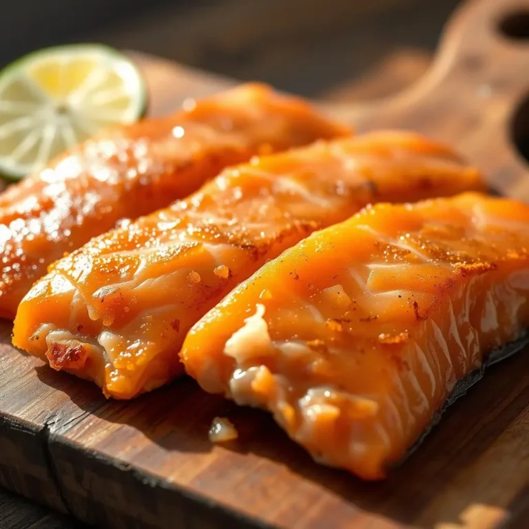 Perfectly cooked air fryer frozen salmon with a crispy, golden crust and flaky interior.