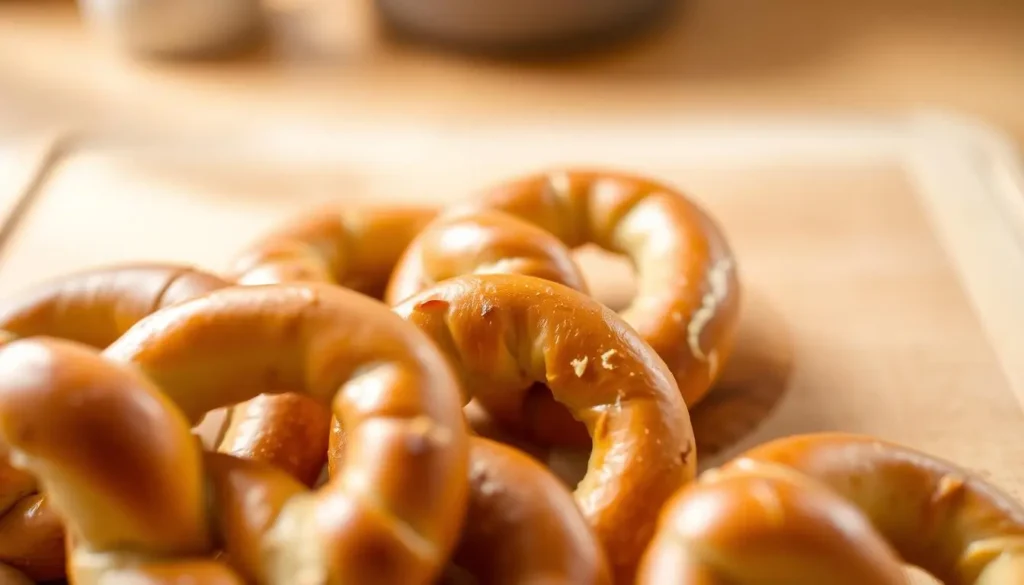 Freshly baked gluten-free soft pretzels served with a side of mustard dipping sauce.