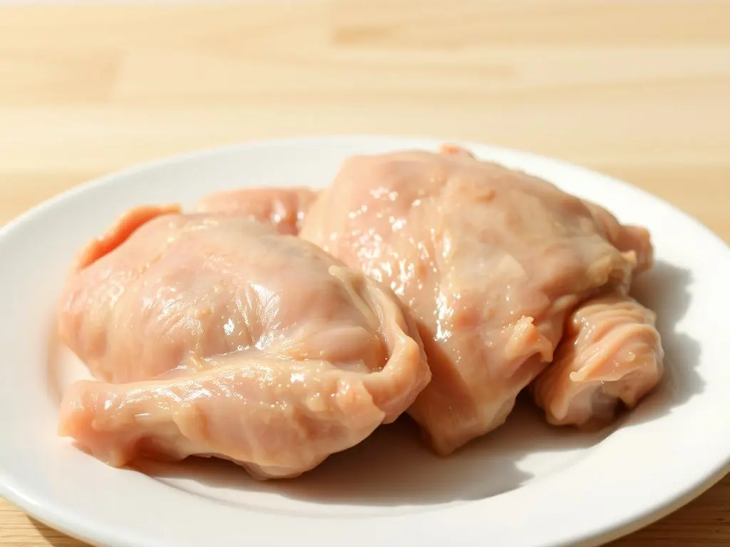 Juicy and flavorful boneless skinless chicken thighs served with roasted vegetables on a white plate.