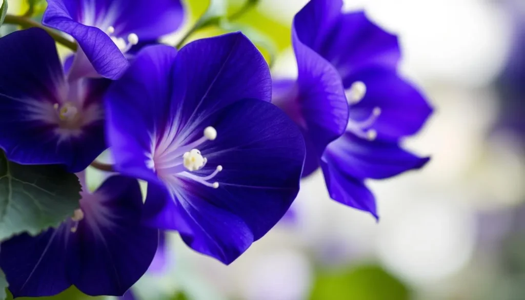 Dried butterfly pea flowers in a wooden bowl, perfect for making herbal tea and natural remedies.