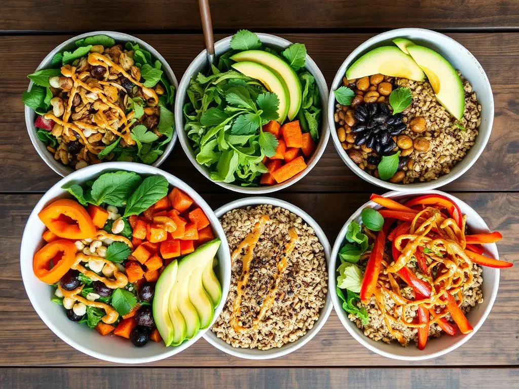 Nutrient-dense Plant-Based Power Bowls with leafy greens, sweet potatoes, and a creamy tahini dressing.