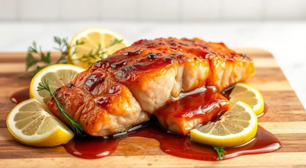 Delicious homemade teriyaki salmon with a caramelized glaze, paired with stir-fried vegetables.