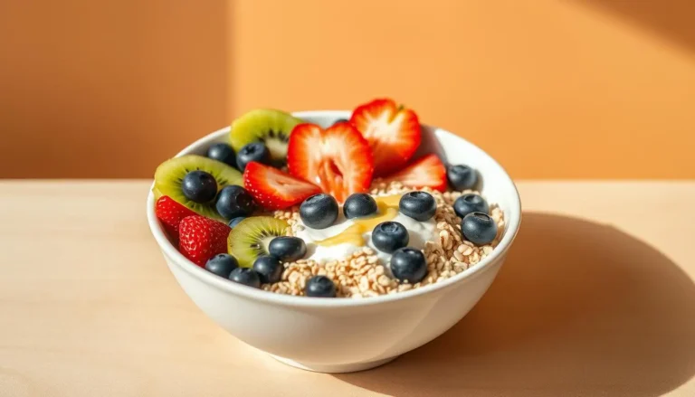 Nutritious Blue Zone breakfast bowl with fresh fruits, nuts, and whole grains for a healthy start.