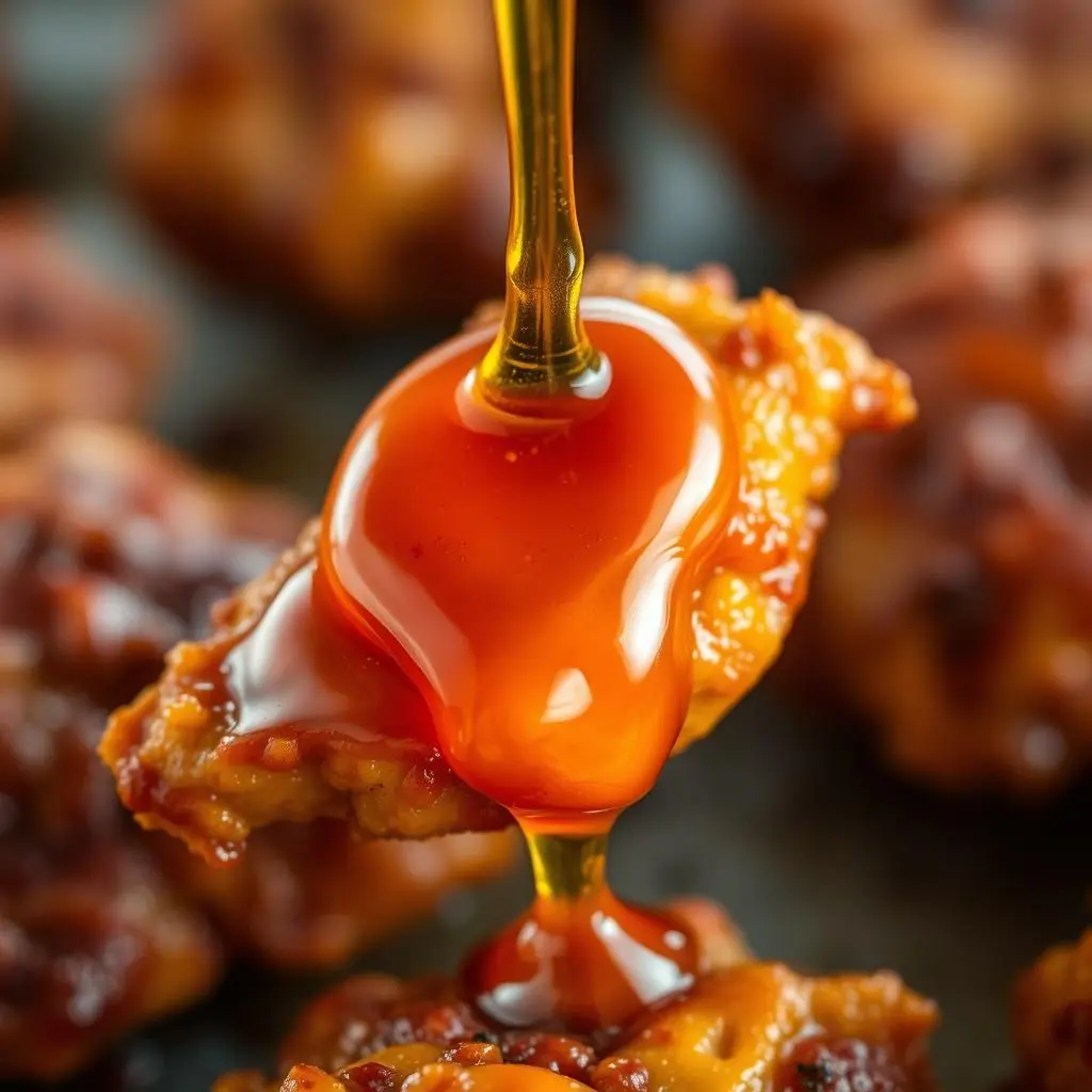 Golden-brown honey chipotle chicken tenders with a sticky glaze, garnished with fresh cilantro.