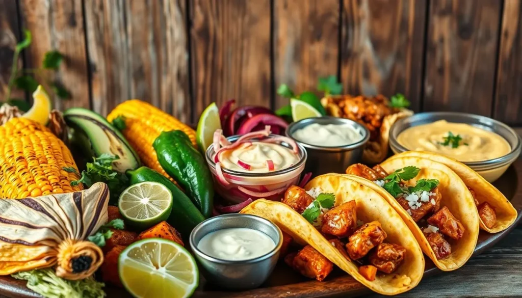 Flavorful chipotle honey-glazed chicken tacos with avocado slices and a side of salsa.