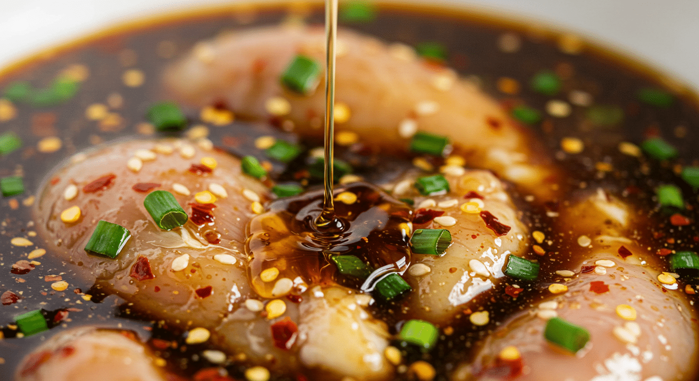 Easy Asian chicken marinade for flavorful meals with juicy grilled chicken and sesame garnish