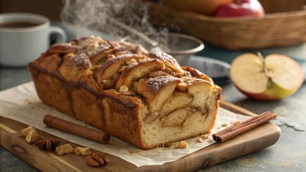 apple cinnamon pull apart bread close-up