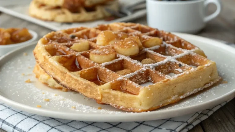 Belgian sugar waffle close-up with caramelized pearl sugar