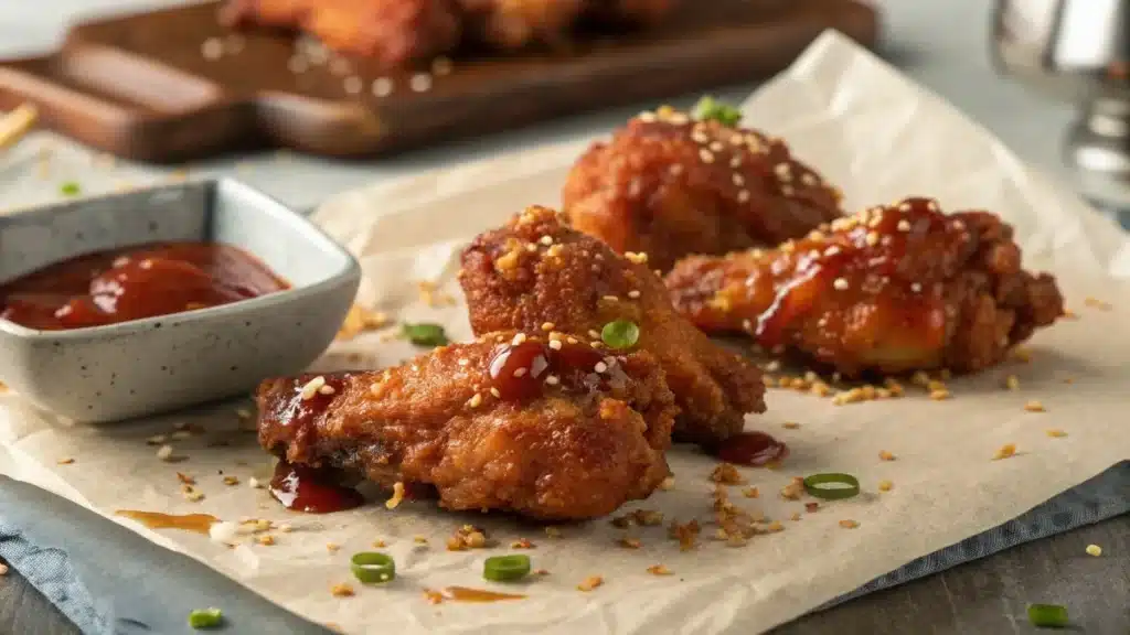 Korean crispy chicken close-up