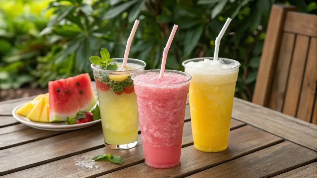 frozen drinks lemonade watermelon pineapple smoothie
