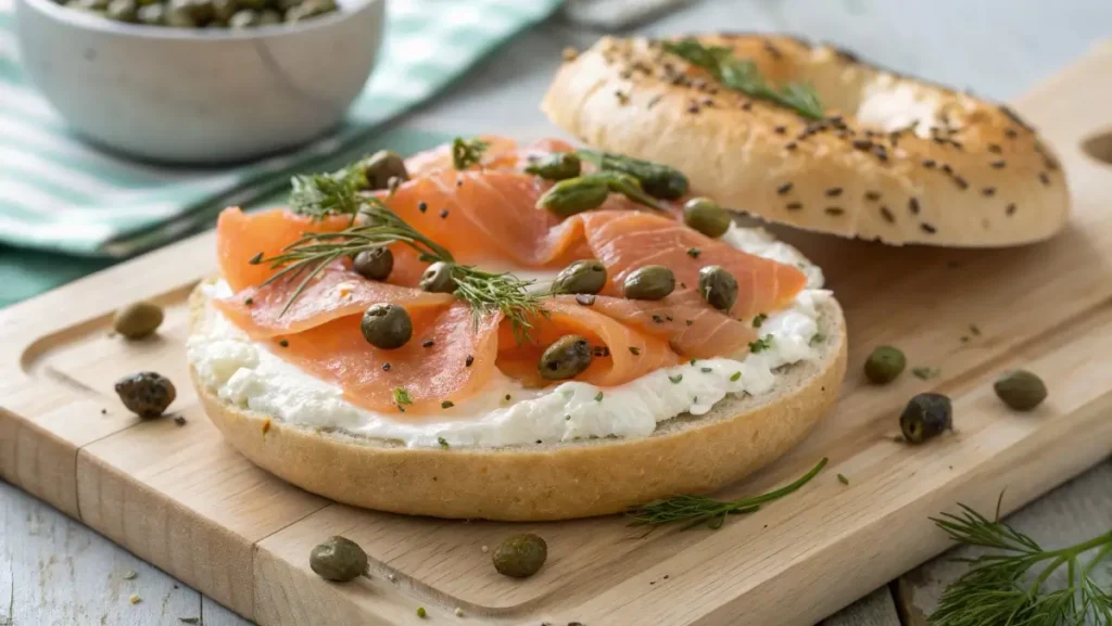 cottage cheese bagel recipe with smoked salmon and herbs
