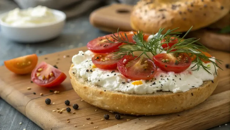 cottage cheese bagel recipe with tomato and dill