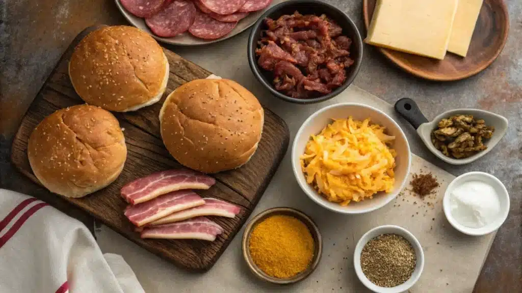 Ingredients for crack burger recipe