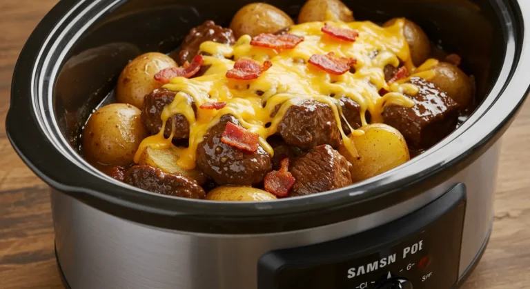 crockpot loaded steak and potato bake