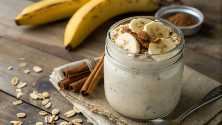 horchata overnight oats recipe with banana and cinnamon