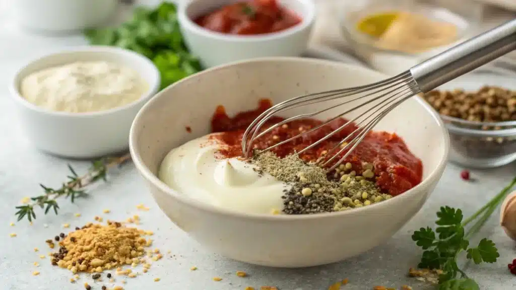 making vegan yum yum sauce step by step