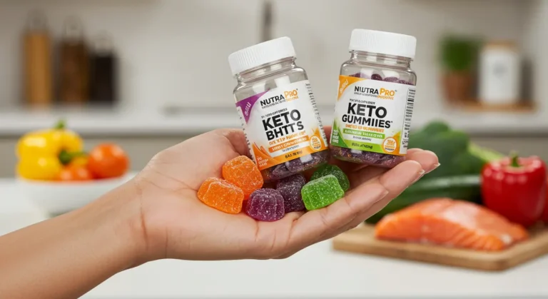 colorful nutra pro keto bhb gummies in hand