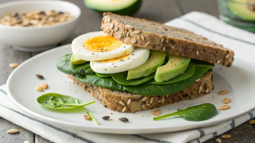 low-carb pcos breakfast sandwich with healthy ingredients