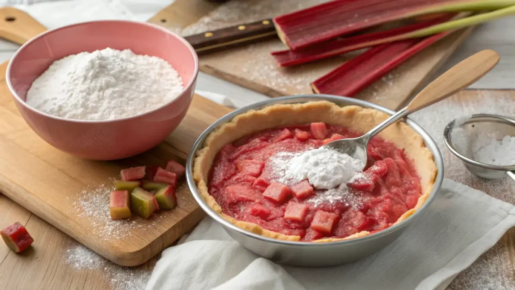 rhubarb pie with frozen rhubarb filling preparation