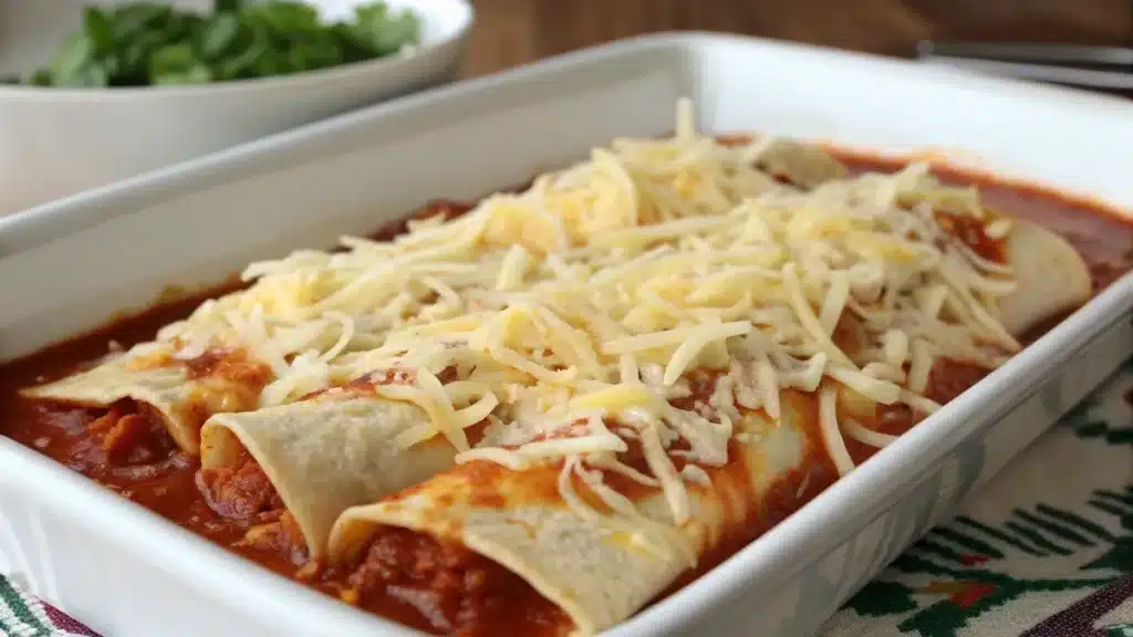 Sour cream enchilada sauce recipe with Monterey Jack cheese topping