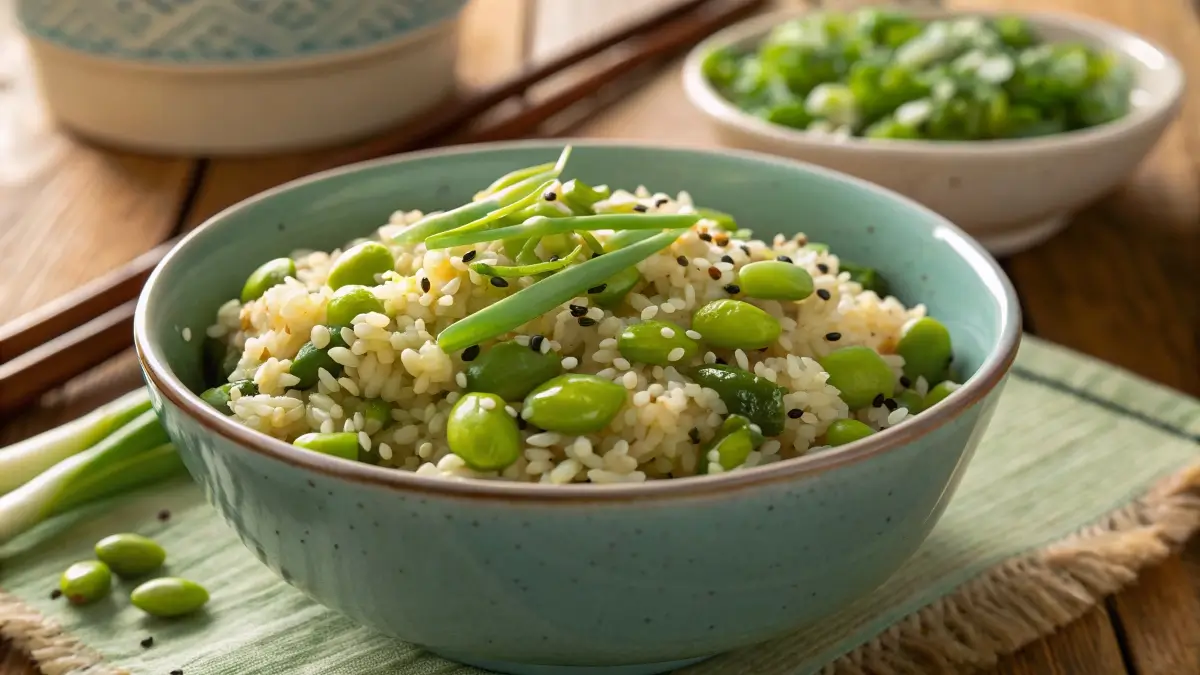 steaming-edamame-rice-recipe-in-bowl