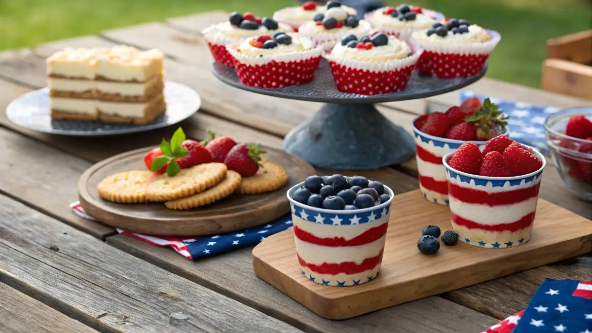 gluten free 4th of July desserts on picnic table