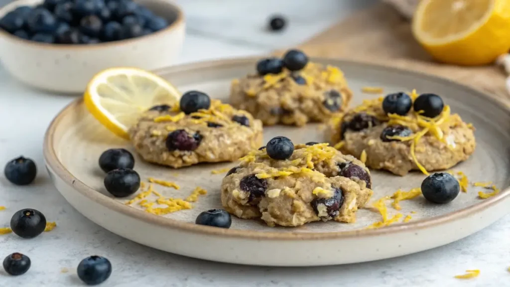 lemon blueberry oatmeal no bake cookies