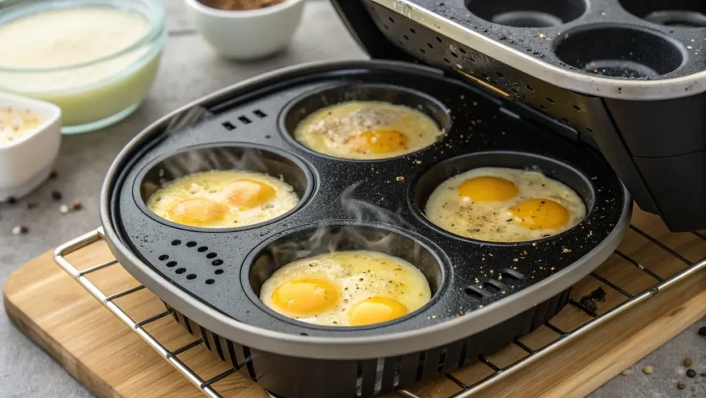 Cooking egg bites in an air fryer mold