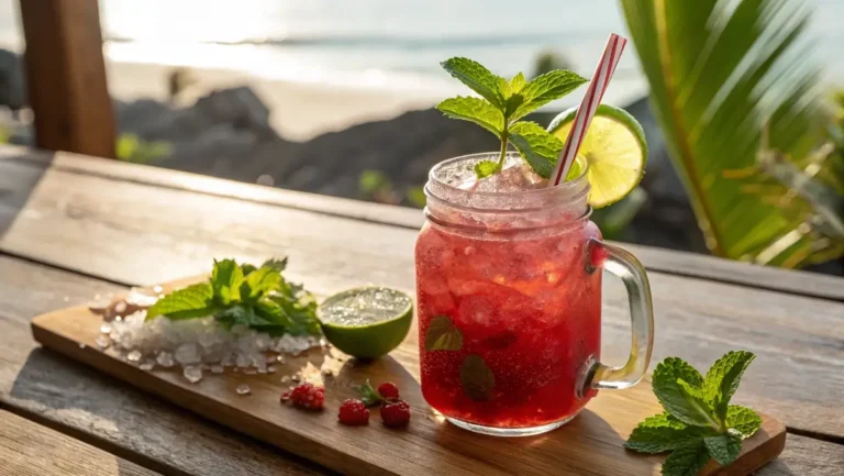 Easy mocktails in a mason jar with mint and lime