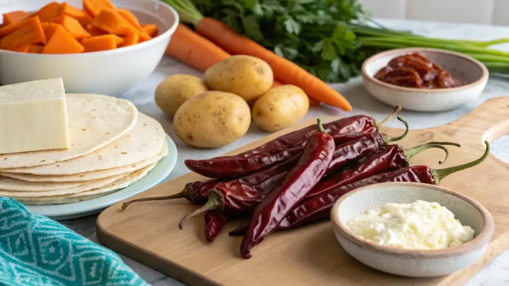 Ingredients for authentic enchiladas michoacanas
