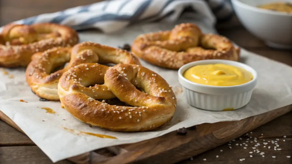 gluten free soft pretzels with mustard dip