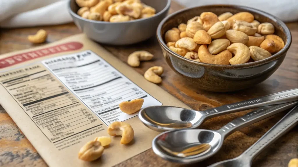 nutrition facts of honey roasted cashews with real cashews