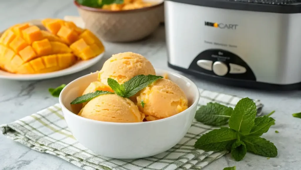 Mango sorbet made with Cuisinart