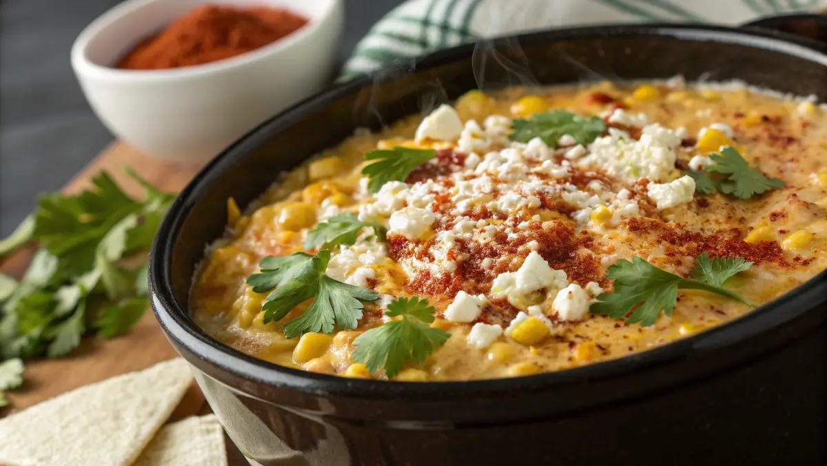 Mexican Street Corn Dip Crock Pot recipe in slow cooker