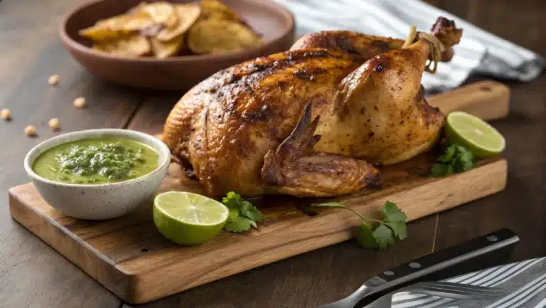 Peruvian chicken recipe with crispy roasted skin and lime
