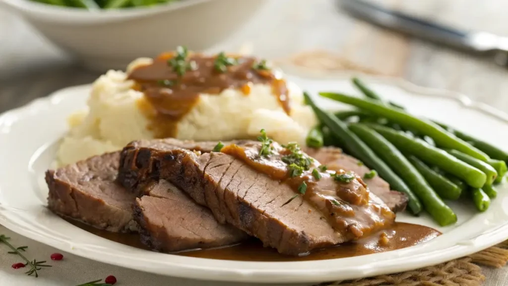 seasoned pot roast dinner plate