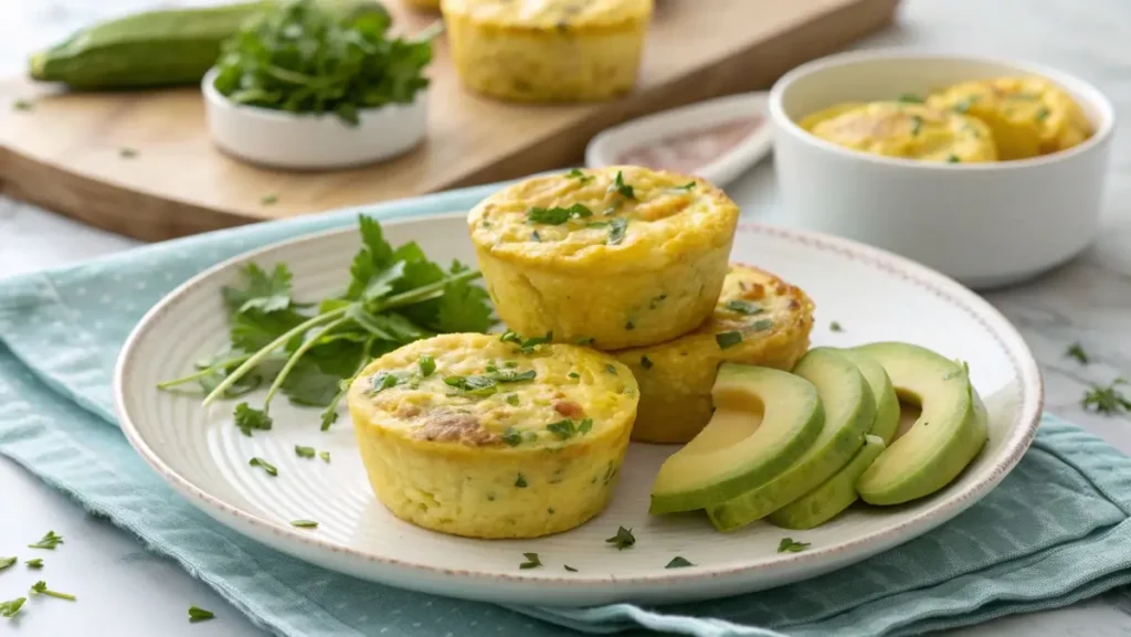 Serving air fryer egg bites with avocado