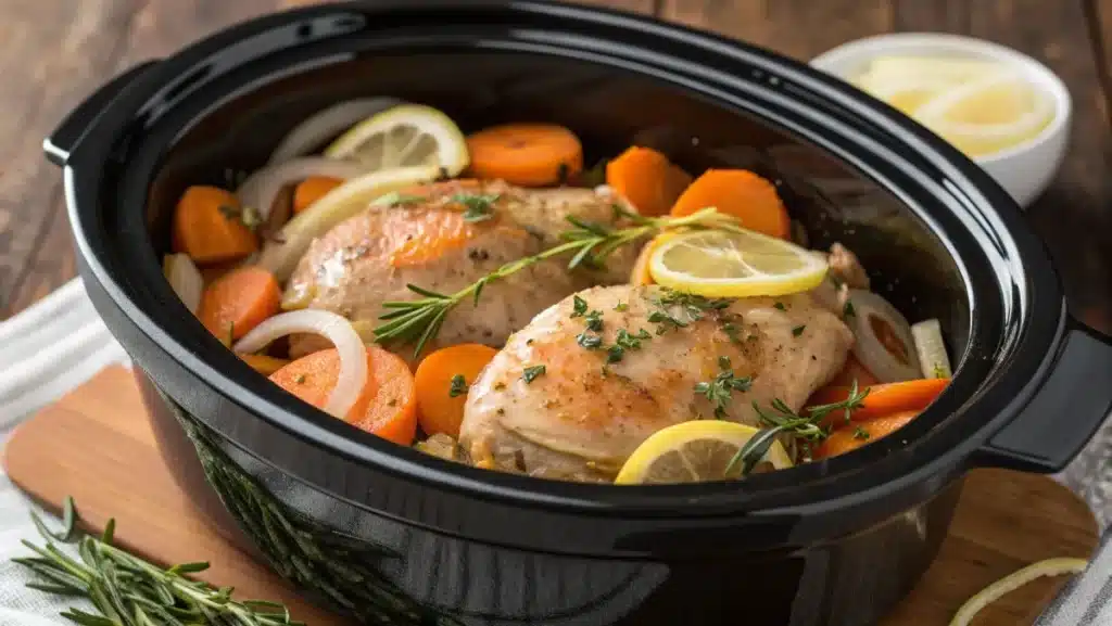 Low sodium slow cooker lemon herb chicken