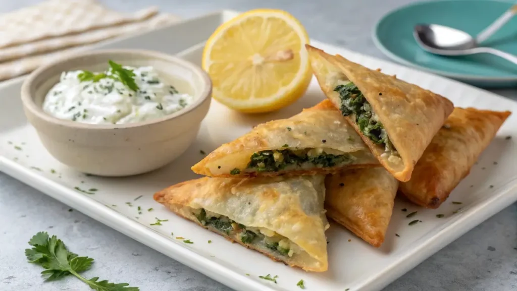 Spanakopita Greek side dish with tzatziki