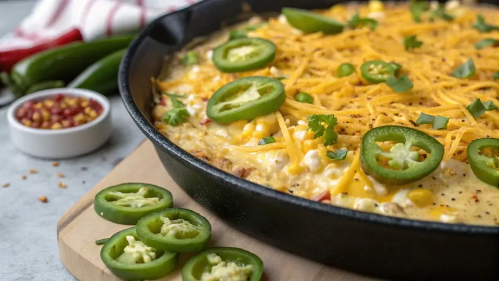 Spicy jalapeño Mexican street corn dip with cream cheese