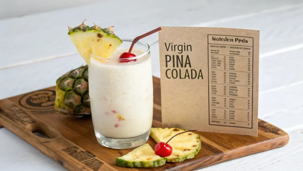 Nutrition facts for a virgin pina colada mocktail.