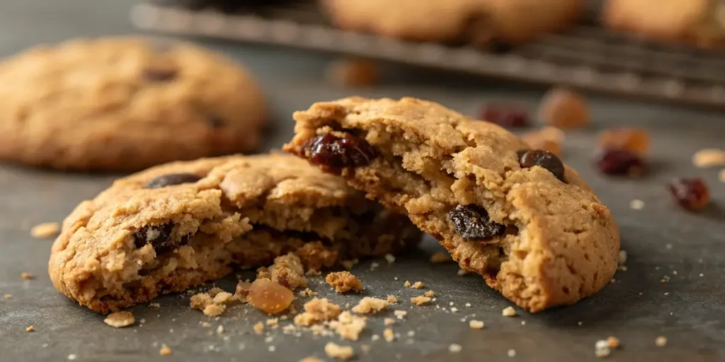 Chewy center of oatmeal raisin cookie