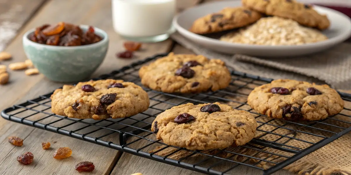 Chewy oatmeal raisin cookie recipe fresh from oven