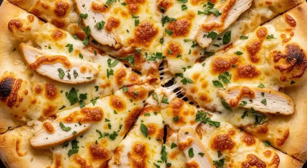 Leftover thin sliced chicken breast flatbread pizza