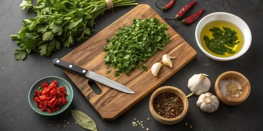 Chimichurri recipe ingredients parsley garlic olive oil