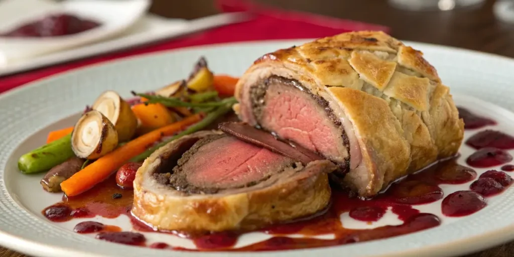 Gordon Ramsay Beef Wellington served with sides