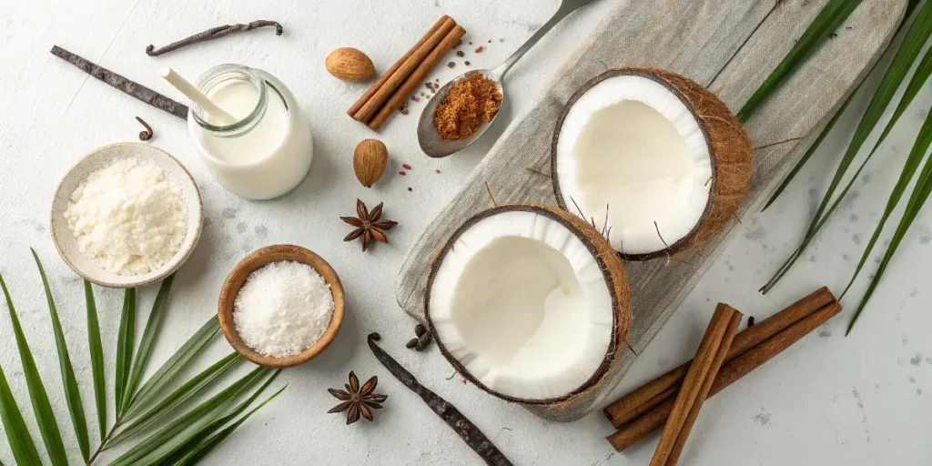 Coquito ingredients coconut milk cinnamon nutmeg