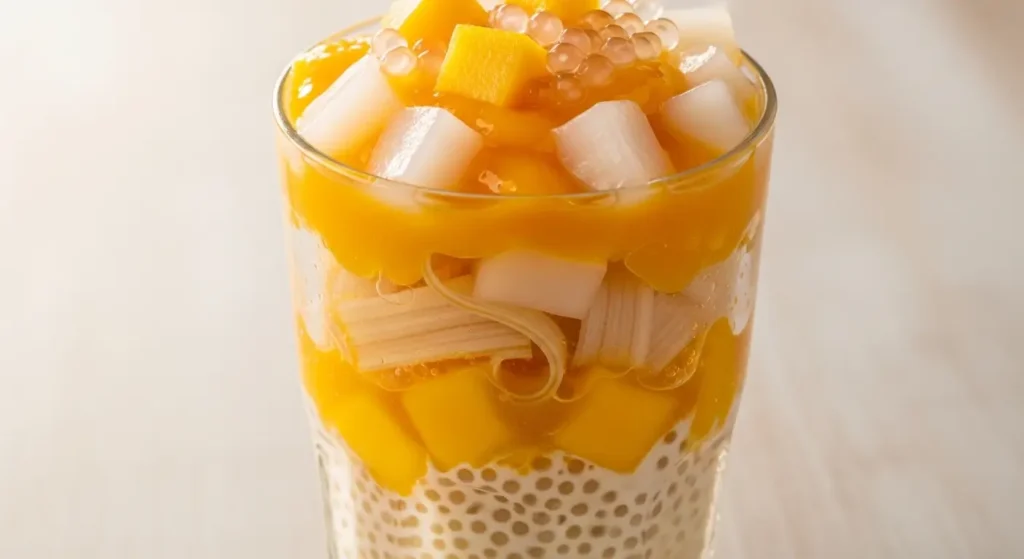Filipino mango sago style dessert glass
