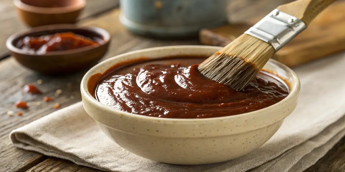 gluten free bbq sauce in bowl with brush